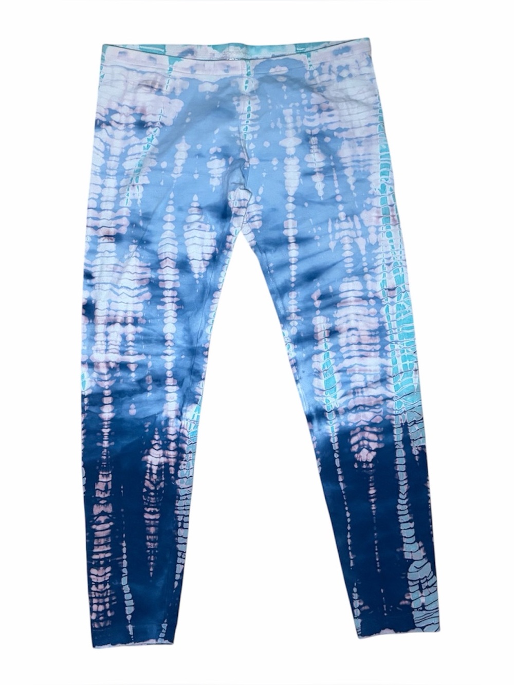 HardTail Tie Dye Cotton Lycra Yoga Leggings Blue White Size M USA Made Low Rise